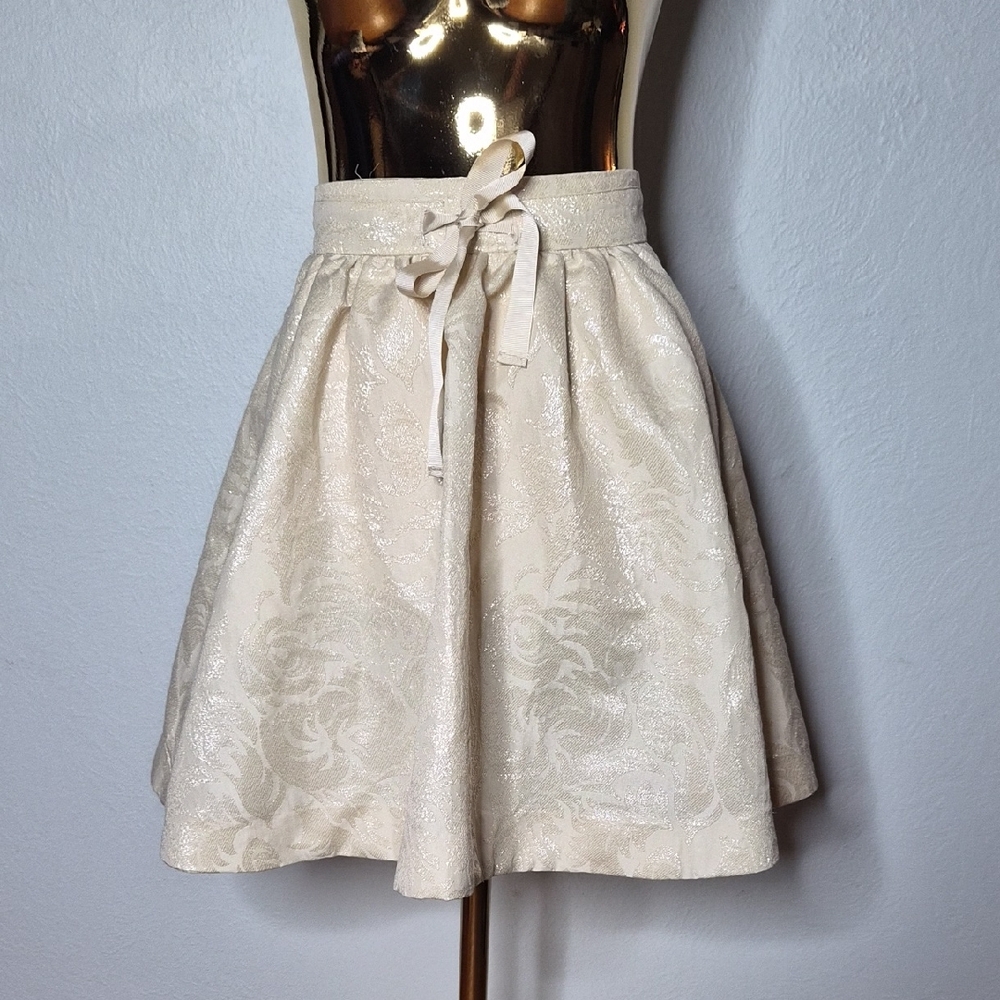 Elegant Cream Skirt with Bow Detail
